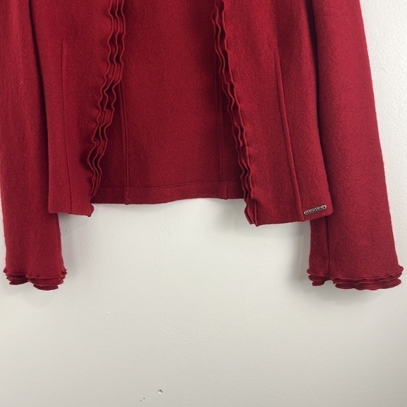 Geiger 100% Felted Wool Cherry Red Open Cardigan - Picture 5 of 7